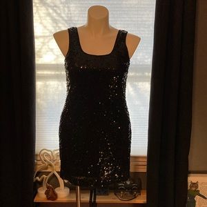 Dress Barn Collection little black sequined dress with liner size 12